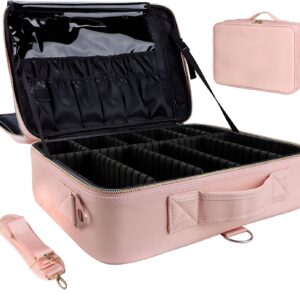 Seagull Flight Of Fashion Cosmetic Bag,Makeup Organizer Bag Home & Travel,Professional Use,Large Vanity Bag Dividers Brushes,Toiletries,Cosmetics 40 X 29 X 16 Cm-Rose Gold-Large - Polyurethane