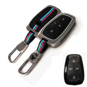 OTOROYS Metal Key Cover Compatible with Tata Harrier | Safari | Nexon | Altroz | Tigor | EV | Punch | Tiago EV Electric - 4 Button Smart Key Only