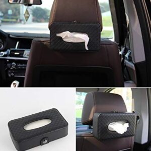 Automaze PU Leather Car Armrest Headrest Back Seat Tissue Napkin Box Holder, Interior Car Accessories (Black, Headrest/Armrest Type)