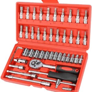 Zaptec 46 Piece 1/4" Socket Set Goti Pana with Ratchet Wrench For Car, Bike, Cycle Repairing, DIY Projects, Home & Automobile Vehicle Service