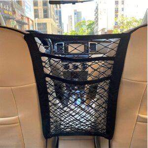 TASMAX car mesh Organizer car mid net Between car Front Seats car Storage Accessories Interior car seat net Holder Barrier of Backseat Pet Kids,Cargo Tissue Purse Holder,Driver Storage Netting Pouch