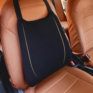 betterhood PosturePro Premium Car Lumbar Support Cushion | Car Backrest for Driving | 100% Pure Memory Foam, Cotton Cover | Orthopedic Ergonomic Car Back Support | Extra Leg-Room Design (Black)