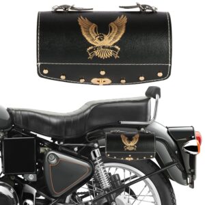 Autofy Universal Hawk Printed Single Lock Saddle Bag for All Bikes (Black, Golden) (BABAG0012)
