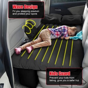 Premium Car Inflatable Bed with Pump & 2 Air Pillow|Quick Inflatable Back Seat Bed|Car Inflatable Mattress|Car Bed Mattress|Car Bed For Kids,Travel,Trip,Camping,Picnic,Pool & Beach|Universal Fit|Black
