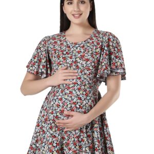 ZUVINO Women's Maternity Feeding Top with Zip for Easy Nursing | Latest Stylish Feeding Tops for Jeans | Maternity Short Kurti for Mothers | Trendy Prints On 100% Viscose Rayon.