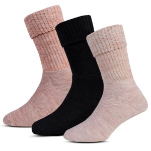 RC. ROYAL CLASS Women Calf Length Towel Terry Thick Woolen Winter Wear Socks, Cushioned Warm Thermal Socks For Women (Pack of 3 Pairs)