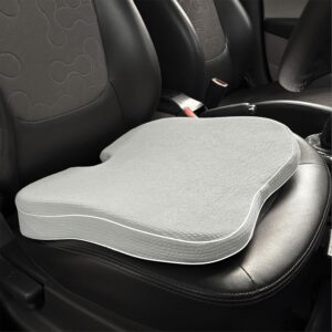 betterhood PosturePro Premium Car Seat Cushion for Comfortable Long Drives | Coccyx Cushion for Tailbone Pain Relief | High Density Memory Foam, Cotton Cover, Large, Orthopedic, Ergonomic (Grey)