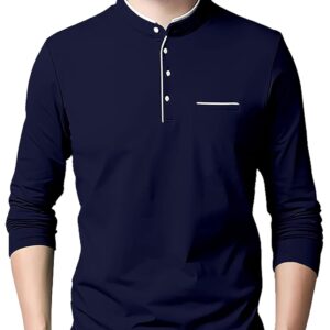 AUSK Men's Cotton Henley Neck Full Sleeve Solid Regular Fit T-Shirt