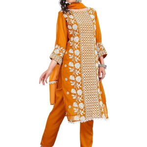 EthnicJunction Women's Georgette EID Special Chikankari Embroidery Kurta Pant and Dupatta Set | eid Outfits for Women