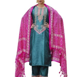 VredeVogel Kurta Set with Dupatta | Silk Blend Kurta Set for Women | Women's Ethnic Casual Kurti Set |Kurta Pant Festive Suit