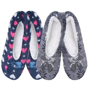 Limbjal® (Pack of 2 Women's Super Soft Slipper Belly Socks - Winter Fuzzy Velvet Cozy Fluffy Home Sleeping Socks)