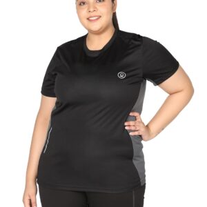 CHKOKKO Women Plus Size Round Neck Dry Fit Gym Sports T-Shirt