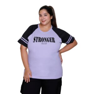 White Moon Plus Size Gym T Shirt for Women, Sports Workout Gym T Shirt, Polyester Running, Swimming T Shirt with Motivational Words (Pack of 1)