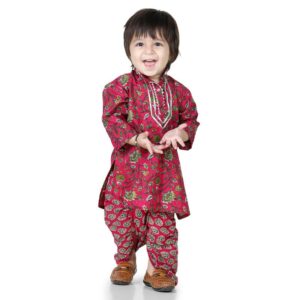 BownBee Boys Ethnic Wear Cotton Full Sleeve Dhoti Kurta Set, Button Closure Kurta & Elasticated Dhoti for Baby Boy's, Ideal For all Festive Ocassions.