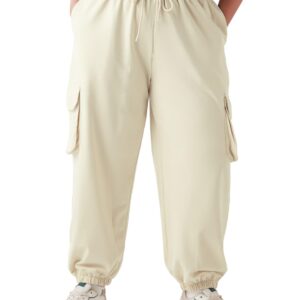 Bewakoof Air 1.0 Women's Cotton Blend Solid Oversized Fit Plus Size Joggers