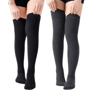 SCRURIOUS Woolen Knee Length Thermal Socks for Women, Winter Wear Knitted Thick Leg Warmers, Multicolor, 1 Pair
