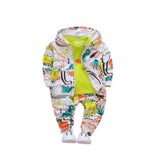 Googogaaga Boy's Cotton Printed Hoodie Sweatshirt with Joggers in White Baby Boys Clothing Set