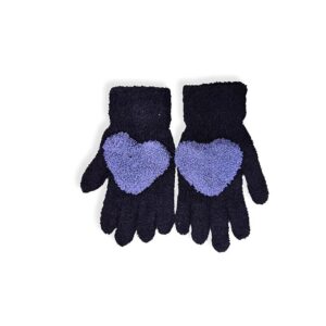 SMILY FACE Kids Winter Gloves | Warm Faux Wool Thermal Gloves for 3-8 Year Olds | Elastic Knit Gloves with Hart Pattern | Ideal for boy and girls
