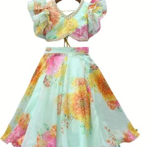 Girls' Designer Lehenga Choli Set Ethnic Wear for Kids with Dupatta Festive Traditional Outfit