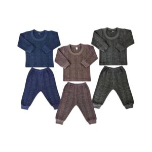 BONUM Winter Wear Thermal Innerwear Top & Full Pant Woolen Warmer Combo Set for Girls Boys, Kids Unisex Body Warmer Thermal (Set of 3)