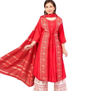 Aarika Girls Ethnic Wear Sea Green Colour Foil Print Silk Kurti