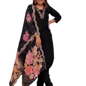 KLOSIA Women's Viscose Embroidery Kurta And Pant Set With Dupatta | Embroidery Kurta Set | Suit