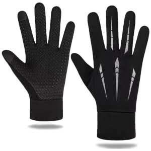 Winter Hand Gloves for Men, Warm Winter Waterproof Gloves for Men & Women, Touch Screen Finger Hand Gloves for Bike Riding, Anti-Slip Riding Gloves for Cycling, Skiing, Outdoor Wear (Black Grey)