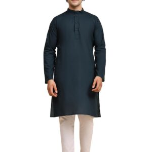 SKAVIJ Men's Casual Kurta Pajama Set Regular Fit Traditional Dress Yoga Outfit