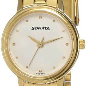 Sonata Quartz Analog White Dial Stainless Steel Strap Watch for Women-NS8096YM04