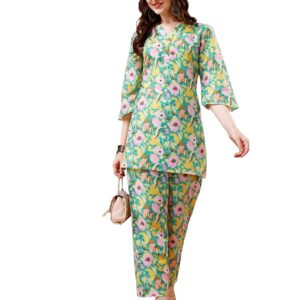 Yashika Women Trendy Printed Cotton Blend Straight Kurta and Palazzo Set