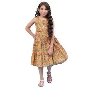 BIBA Girls Cotton Tiered Printed Kurta