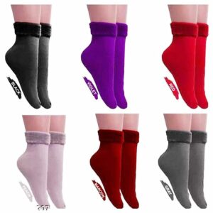 DIGITAL SHOPEE Women 6 Pair Thumb Thermal Socks Winter Velvet Pile Lined Socks Thick Slipper Socks
