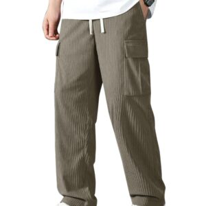 Vogaan Men's Cargo Pants | Corduroy Trousers for Men Loose Fit | Cargos for Men | Men Cargo Trouser
