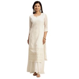 RATAN Women's Georgette Anarkali Lucknowi Chikankari Ethnic Wear Kurta