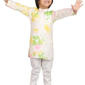 POLKA TOTS Cotton Full Sleeve Splash Print Ethnic Wear Kurta Payjama - Multicolor - 6-12 M
