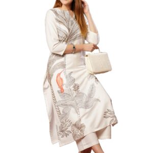 GoSriKi Women's Cotton Blend Straight Printed Kurta with Pant