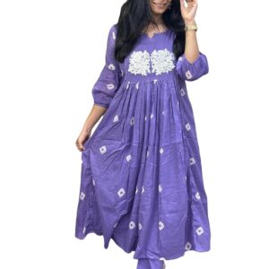 GoSriKi Women's Rayon Blend Anarkali Printed Kurta with Pant