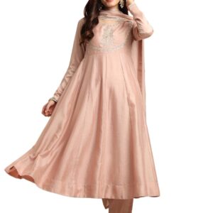 MOKOSH Women's Silk Anarkali & Pant with Dupatta Set