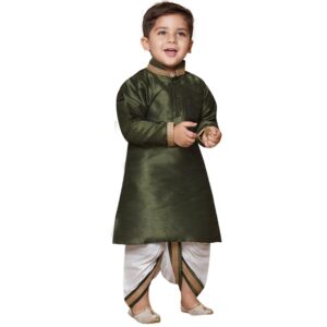 AJ DEZINES Kids Silk Blend Full Sleeve Solid Dhoti Kurta Set for Boys - Ethnic Wear | Traditional | Festival Wear for boys - Regular Fit