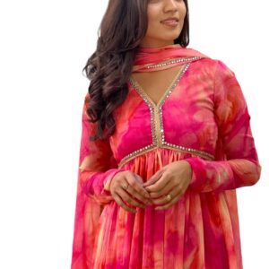 KD Women's Anarkali Floral Printed Kurta Pent Set with Dupatta Anarkali Kurta for Women | Kurta Set | Ethnic Set | Dupatta Set