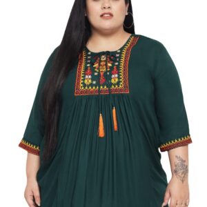 Indietoga Women's Plus Size Rayon Embroidery Tops (2XL to 7XL)