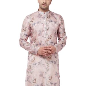 VASTRAMAY Men's Cotton Blend Kurta | Cotton Mustin Printed | Kurta for Festivals - Stylish, Comfortable - Perfect for Celebrations and Cultural Events, Navratri & Diwali