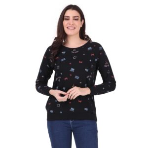 Stories.Label Cotton Sweatshirt for Women in 300 GSM Fabric with Ribbed Details Includes Plus Sizes (S-5XL)