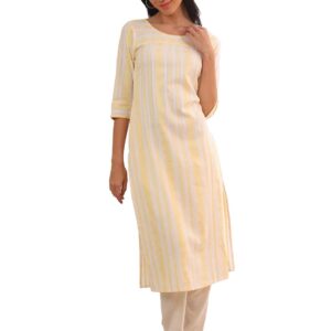 Aurelia Women's Solid Zari Pure Cotton Straight Kurta