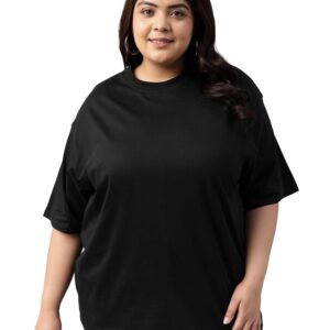 JUNEBERRY® 100% Pure Cotton Oversized Baggy Fit Core Solid Half Sleeve Plus Size T-Shirt for Women & Girls (Sizes: 2XL to 5XL)