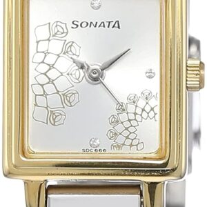 Sonata Quartz Analog Silver Dial Stainless Steel Strap Watch for Women-NS8080BM01