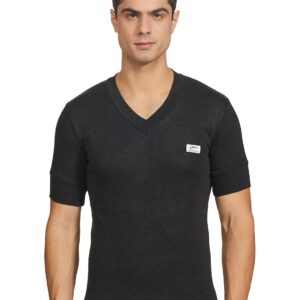 THERMOCOT Men's Solid Regular Fit Vest (Volcano V-N H-S-85_Black