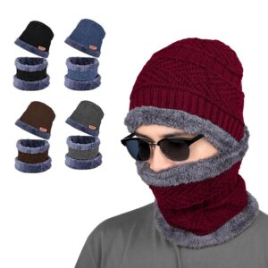 HACER Winter Woolen Beanie Cap Scarf & Muffler for Mens & Women – Soft Thick Knitted Neck Muffler Warmer Biker Rider Climbing Sports Accessory for Men & Women (Random color)