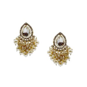 Kundan work Small Earrings and studs in Gold and white | Earrings for Wedding ceremonies | ethnic wear | Traditional earrings