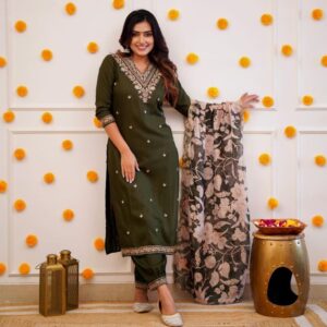 Embroidered Salwar Suit for Women Party Kurta Set For Women Modern Ethnic Wear